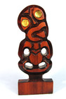 Maori Tiki Bookend Hand Carved Wood Souvenir Meadswood New Zealand