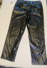 Michael Kors Women s Black Faux Leather Zip Front Pants  Gold Buttons  Size 6
