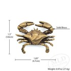 Mini Solid Brass Crab Figurine 1 85      Nautical Decor  Coastal Beach Accent