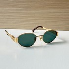 Celine Triomphe Cl40235u 30n Gold Metal Oval Sunglasses Green Lens 54-18-135