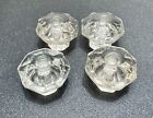 Vintage 4 Matching Clear Glass Cabinet Knobs Drawer Pulls 8 Point