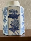 Vintage Chinese Porcelain Blue   White Ginger Jar Birds   Floral Stamped  Mb602