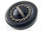 Vintage Ladies Bakelite Round Black Button With Wire Work Fur Coat 1 1 8in N892