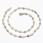 Stainless Steel Heart Set Necklace Bracelet Lobster Gold 17 72  P717