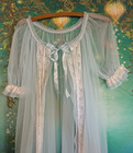 Vtg Tosca Chiffon Lingerie Free Bust Robe Lace Satin Size Small Blue 33