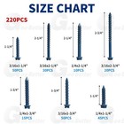 220pcs Hex Washer Head 1 4  3 16  Concrete Masonry Screws Tapcon Anchor   Bit