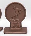 Vintage Rare Jf Cast Iron Pair Of Book Ends Foundry Worker Vern Ludtke 1953-1973