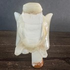 Vintage 8  Hand Carved Banded Onyx Elephant Trunk Up Good Luck Stone Art Decor