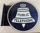 Vintage Bell Public Telephone Double-sided Flange Sign  20  X 18    Ks-16597-l2