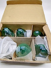 6 Vintage Clear Green Heavy Glass Eggs Easter Paperweight Boxed 2-1 2  Tall