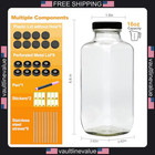 Maredash 16oz Glass Bottles With Lids Juice Water Bottles Kit With Straws