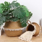 Storage Basket Foldable Laundry Straw Wicker Rattan Seagrass Belly Garden