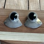 Vtg Dulce Plateros Taxco Clip Earrings 1 75 Inch Black Onyx 925 Sterling 31 5g