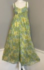 Vtg 60s Jumpsuit Psychedelic Palazzo Wide Leg Flower Power Double Chiffon Size S