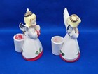 Vtg Set Norcrest 4  Porcelain Praying Angel Candle Holders Figurines Japan Mcm