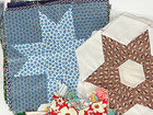 24 Quilt Blocks 10    Star Unfinished Machine Stitched Pieces