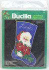 Vintage Bucilla 82418   Santa And Poinsettia Felt Stocking Kit   18    Htf