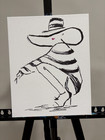 Original Line Art Woman Posing 8x10 Canvas Abstract Fashion Model Closet Art