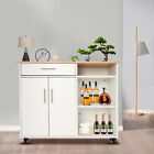 Modern Rolling Kitchen Island Side Table  White Rolling Trolley Cart With Drawer