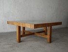 Vintage Square Oak And Glass Coffee Table