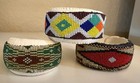 Trio Of Vintage Navajo Artisan Handcrafted Beaded Bracelets On White Deerskin
