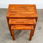 Mid Century Danish Modern Nesting Tables Solid Teak Set 3 Denmark Fingerjoint Nm
