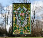 20 5  X 34 5  Large Handcrafted Stained Glass Window Panel Flowers