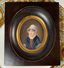 Antique French C  1827 Portrait Miniature  Artist Signed Lady In Lace Bonnet