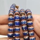 Antique Venetian Style Blue Chevron Beads Strand Necklace