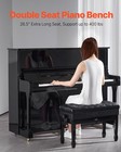 Vevor Adjustable Duet Piano Keyboard Bench Storage Padded Seat Wooden Bookcase