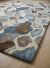 Modern Abstract Pebble Wool Rug Blue Brown Geometric Hand Tufted Living Room Rug