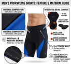 Mens Padded Cycling Shorts With Shock Absorption Mountain Bike Bicycle Shorts
