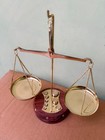 Vintage Antique Brass Scale Of Justice Balance With Brass 8 Weights Set Gift