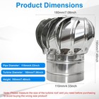 Rduigt Stainless Steel Turbine Roof Vent  Ventilator Vents 4 Silver