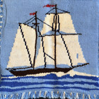 Vintage Textile Nautical Clipper Ship Throw Pillow Cover Sham Blue   White 15 
