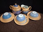 Japan Vintage Lusterware Tea Set  Peach   Blue   26 Pc