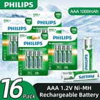 Original Philips 16 Pack 1 2v 1000mah Ni-mh Rechargeable Hr03 Aaa Batteries New