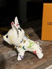 Rare Luxury Lv White Murakami   French Bulldog Keychain  