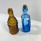 Vintage Colorful Small Blue Horseshoe And Brown Medicine Bottles Wheaton Bitters