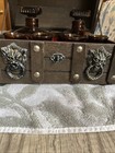 Vintage Wooden Treasure Chest Bar Set missing Locking Clasp