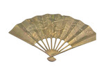 Vintage Solid Brass Oriental Style Hand Fan Raised Phoenix Dragon Wall Decor