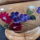 Vintage Hand-painted Wooden Lidded Box     Floral Folk Art Storage Jar