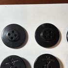 Lot Of 8 Vintage Original Black Plastic Round 4-hole Relief Anchor Buttons