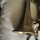 Antique Vintage Bugle With Mouthpiece Attached