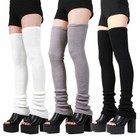 Women Winter Long Warm Leg Warmers Knitted Crochet Thigh High Long Stirrup Sock   