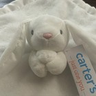 Carters Lovey Security Blanket White Plush Bunny Rabbit Nwt Floral 14  Cuddle
