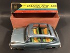 1960 Vintage Cragstan Bandai Fiat-600 Sunroof Sedan Tin Friction W original Box