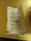 Vtg German Stein mug Blue Ceramic Thomas Edison Inventor Phonograph  Light Bulb 