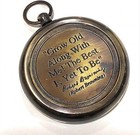 Maritime Treasures Brass Pocket Compass With Chain Vintage Engraved Design