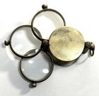 Antique Victorian Folding Lorgnette Magnifier     3 Lens Brass Pocket Loupe C 1880
